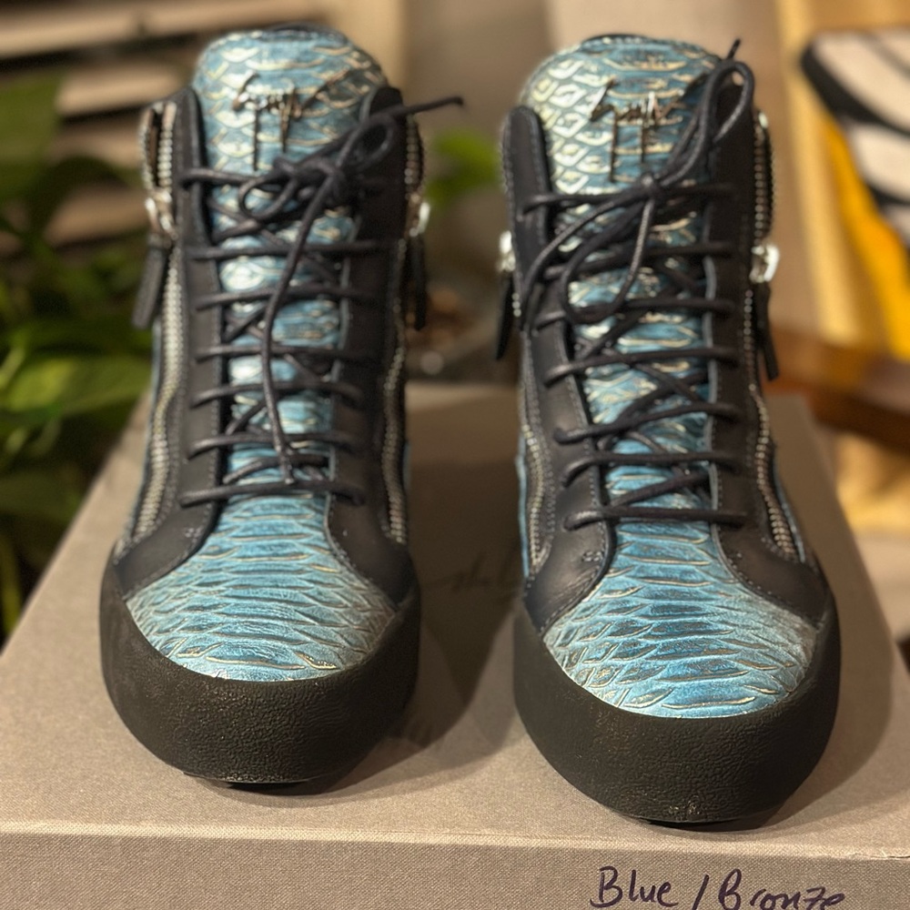 Giuseppe Zanotti Blue and Bronze Sneakers